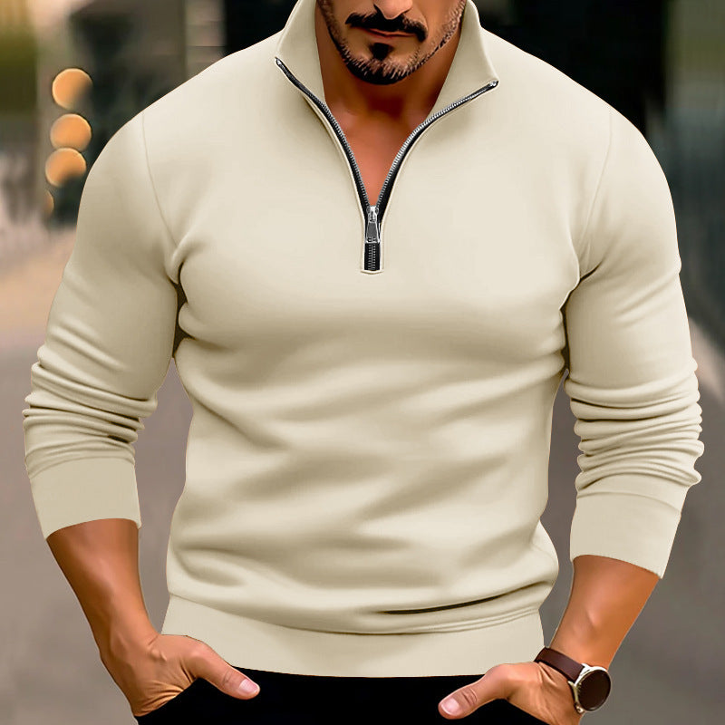 Men's knitted pullover with half zip and comfortable fit Ivyshape