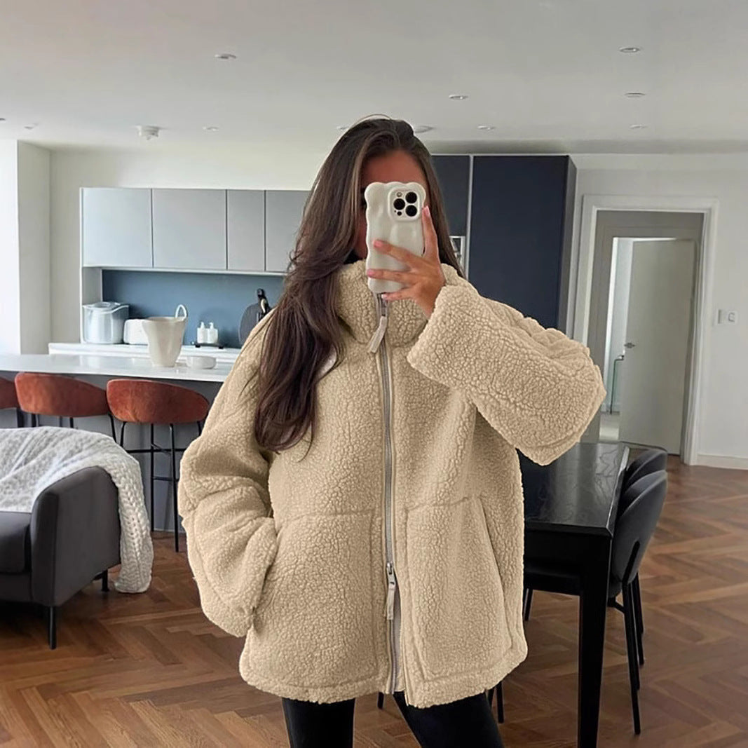 Women Oversized Fleece Jacket Ivyshape
