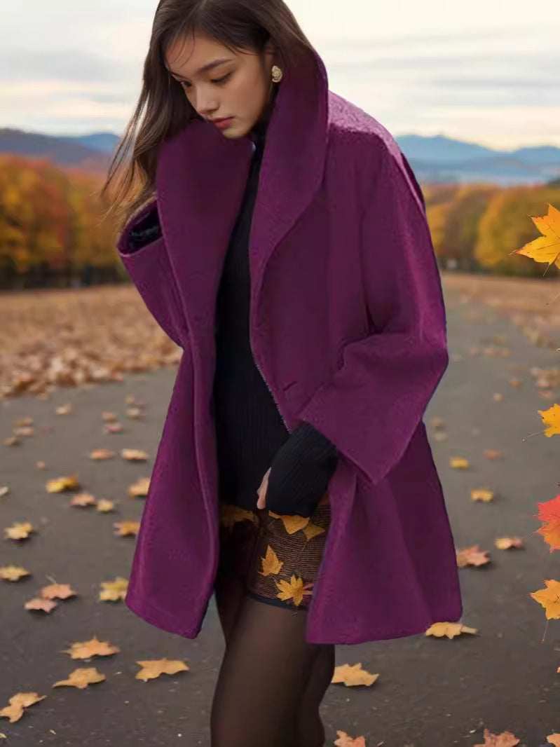 IvyShape | Cozy Autumn Multicolored Hooded Wool Coat