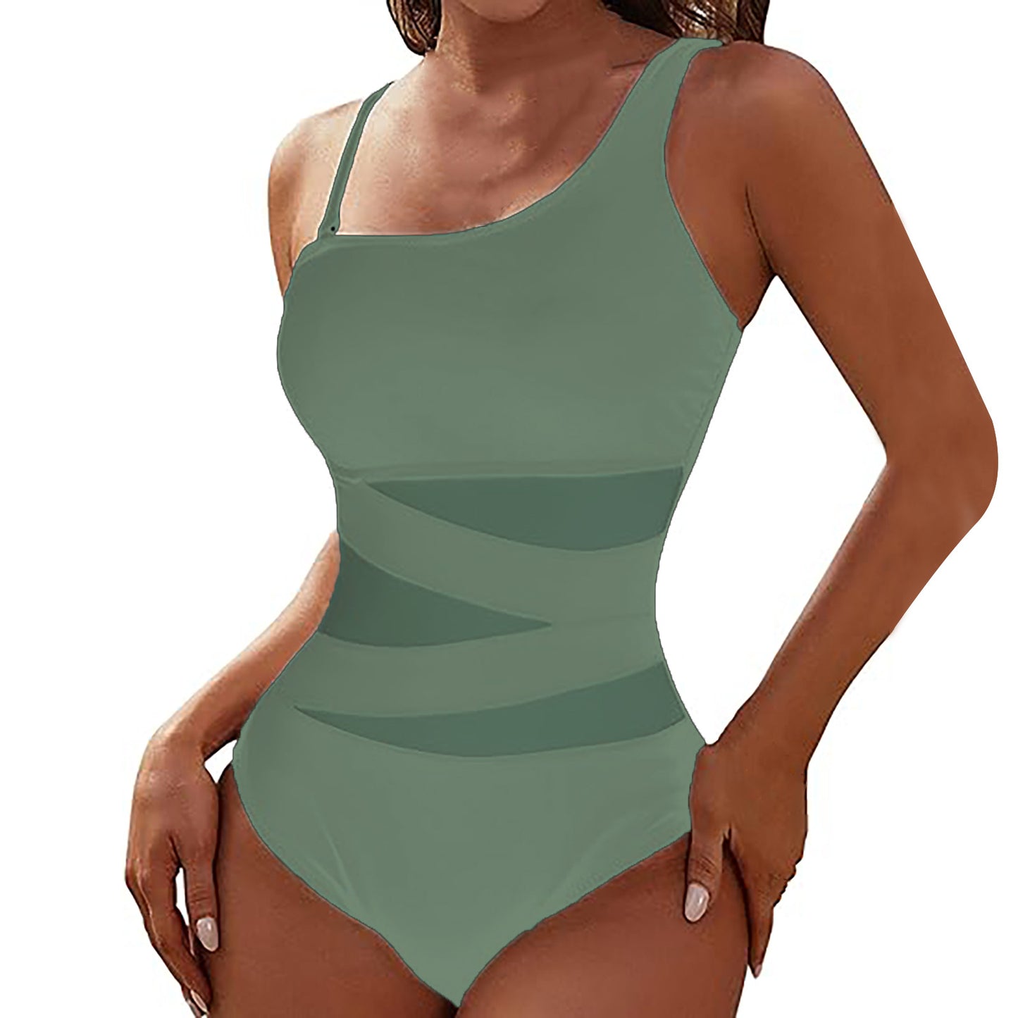 Women Figure-Hugging Jumpsuit with Asymmetric Neckline Ivyshape