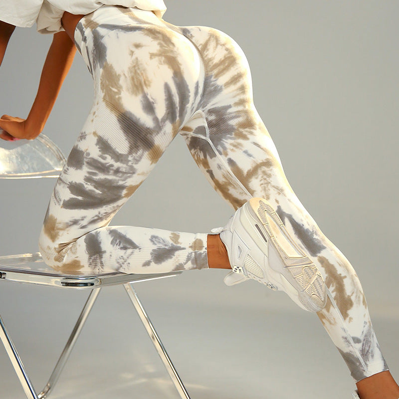 Ivyshape | Tie-Dye Print Yoga Pants for Women