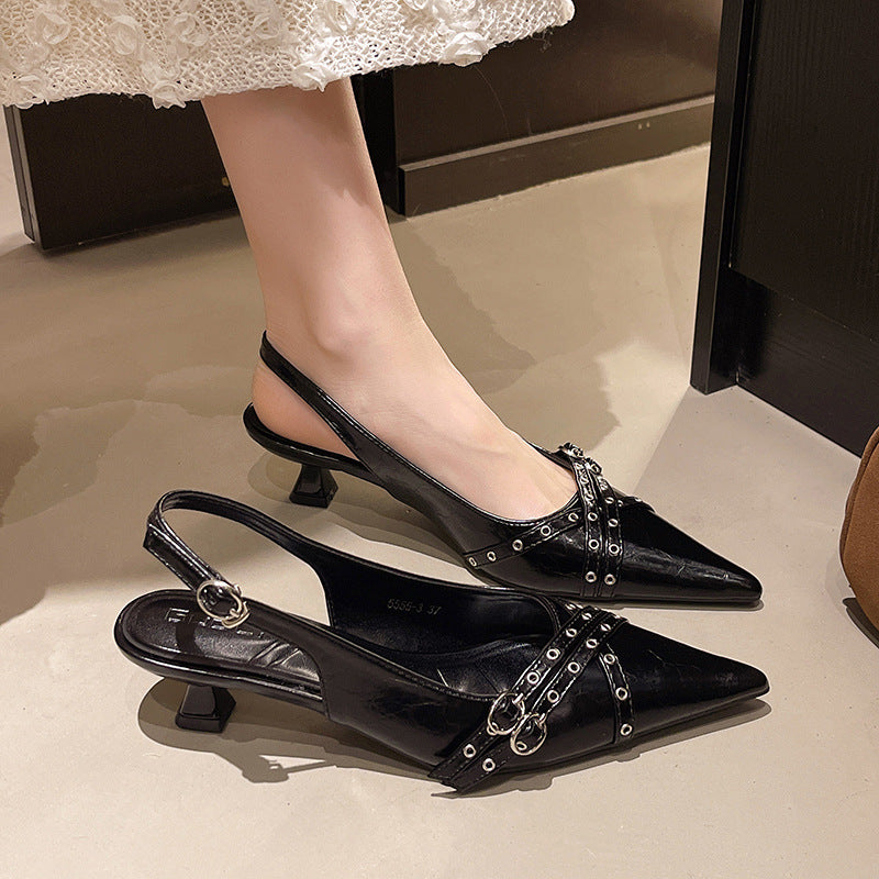 Ladies Slingback Pumps with elegant buckle detail Ivyshape