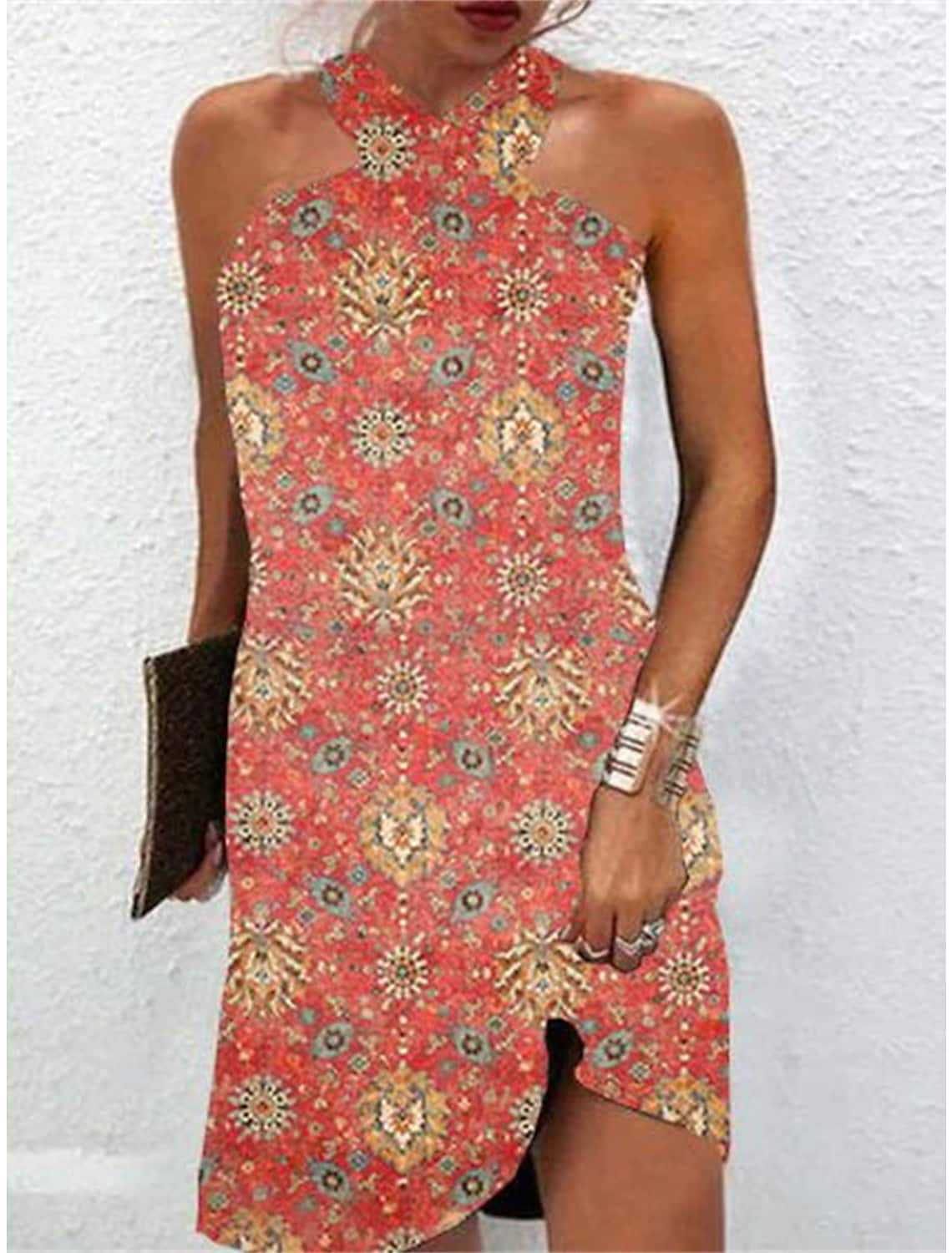 Women's Short Dress with Creative Circle Design Ivyshape