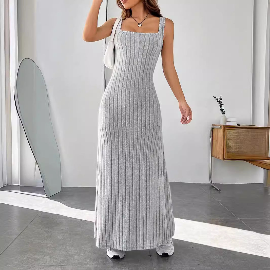 IvyShape | Casual Spaghetti Strap Style Long Dress for Women