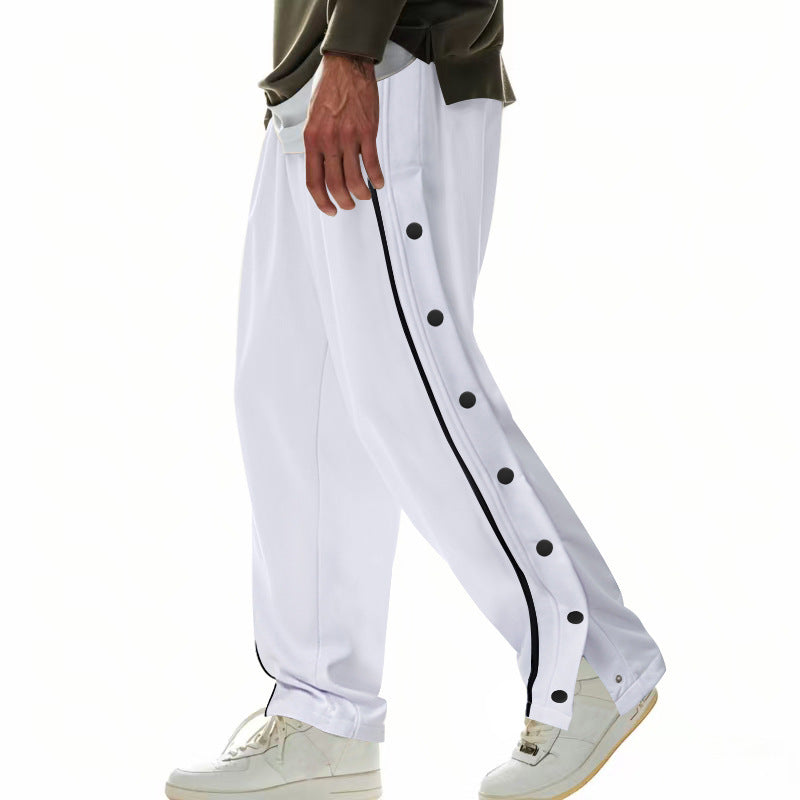 Men's casual sports pants with practical button placket and breathable material Ivyshape