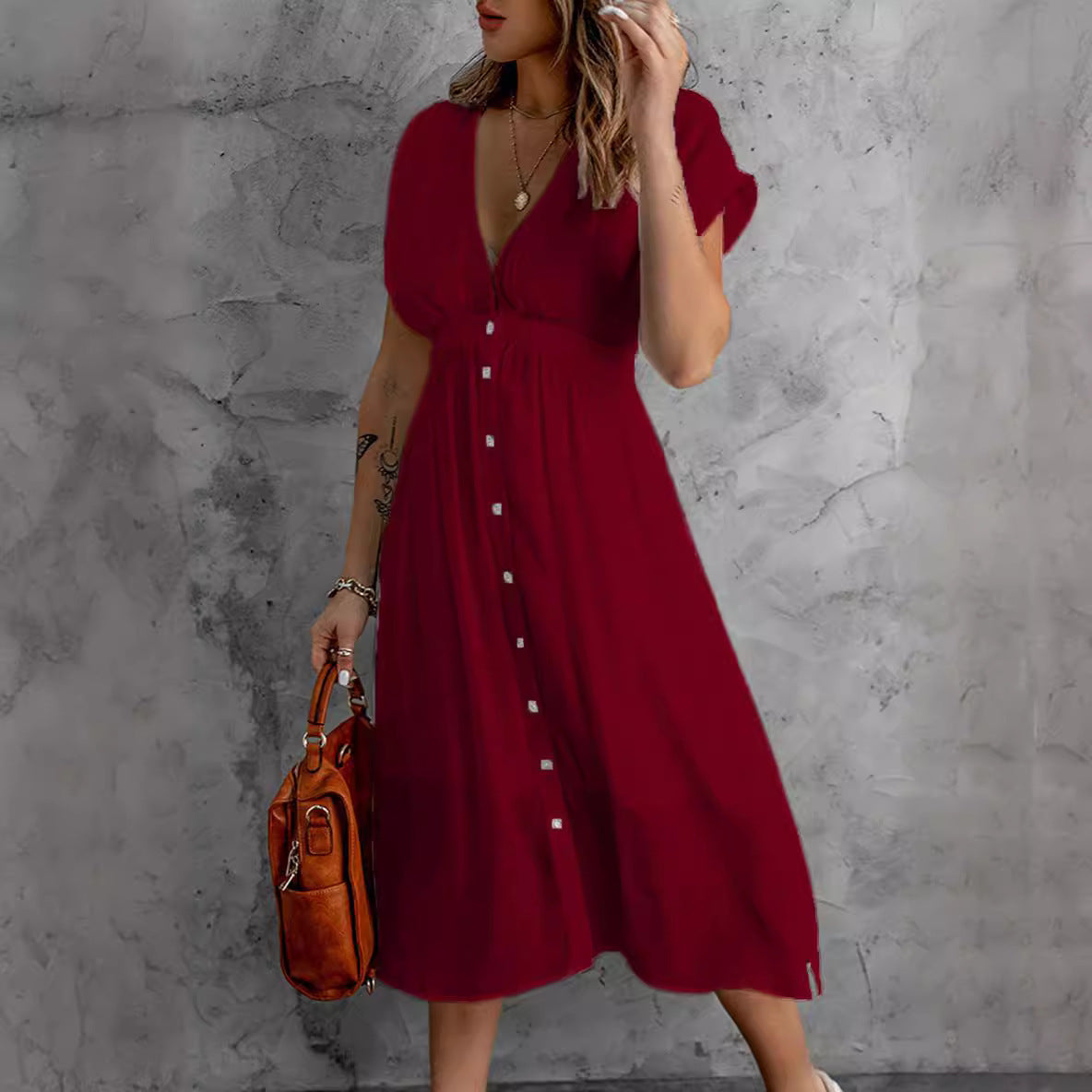 Ladies airy casual shirt dress with button details and flowing cut Ivyshape