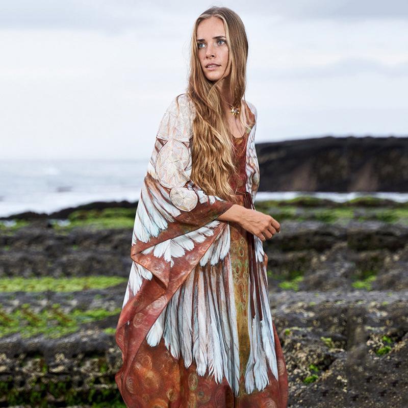 Women's kaftan dress with elaborate angel design Ivyshape