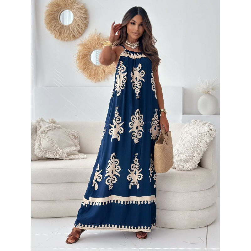 Women Bohemian Halter Neck Maxi Dress Ivyshape
