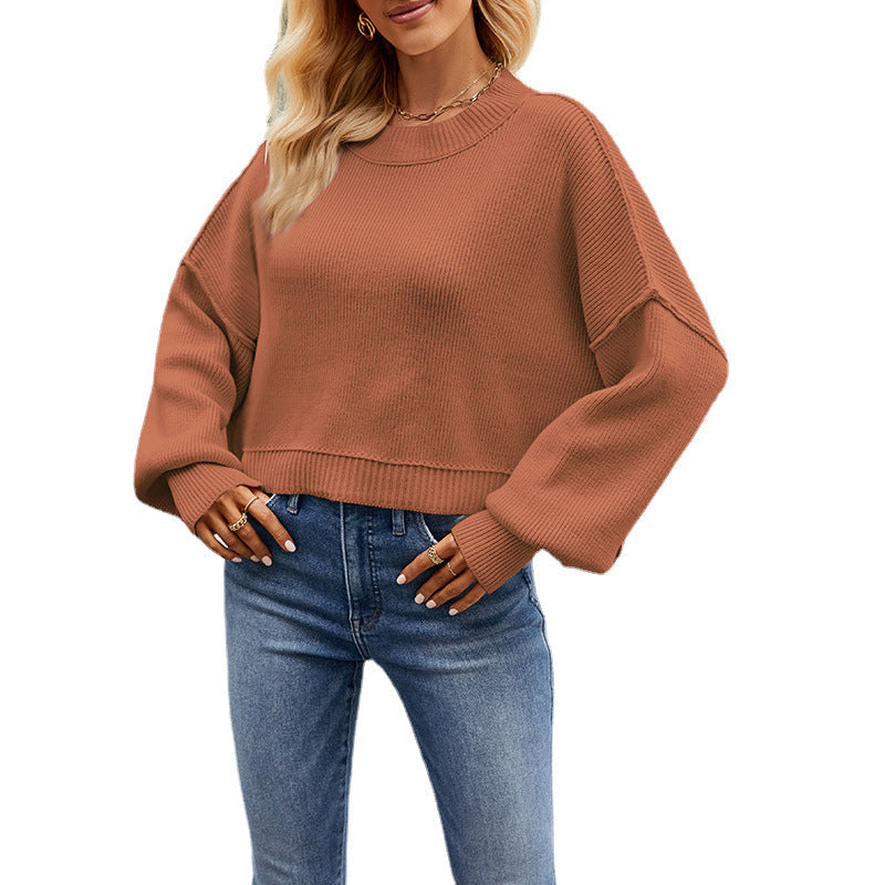 Ivyshape | V-Neck Dropped Shoulder Sweater