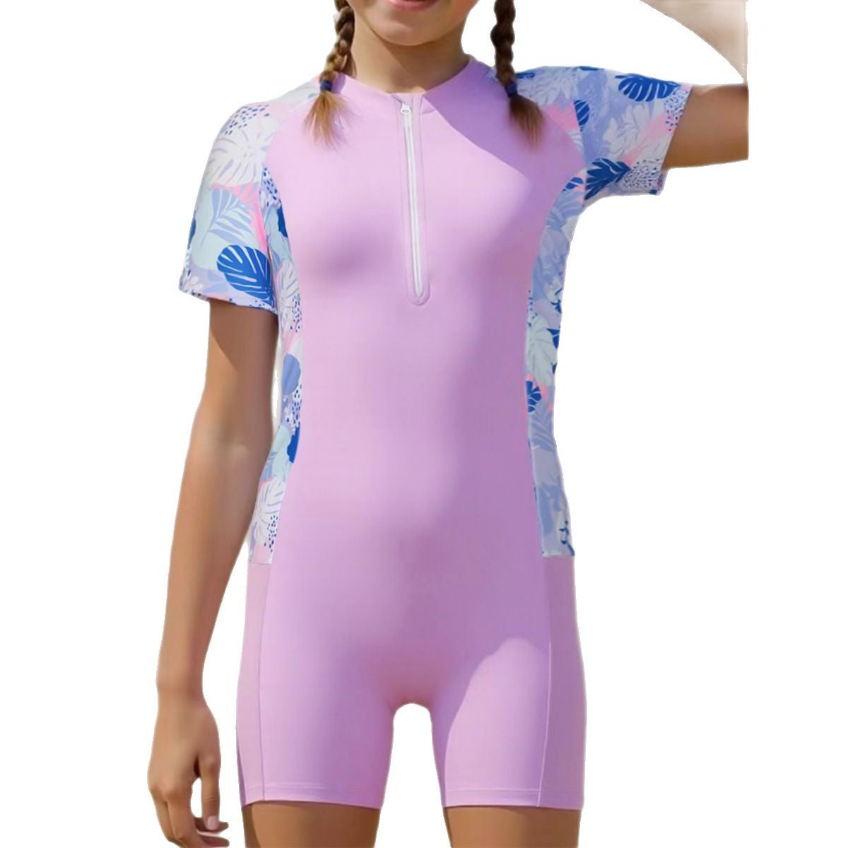 Women's One-Piece Surf Suit with Floral Design and Short Cut Ivyshape