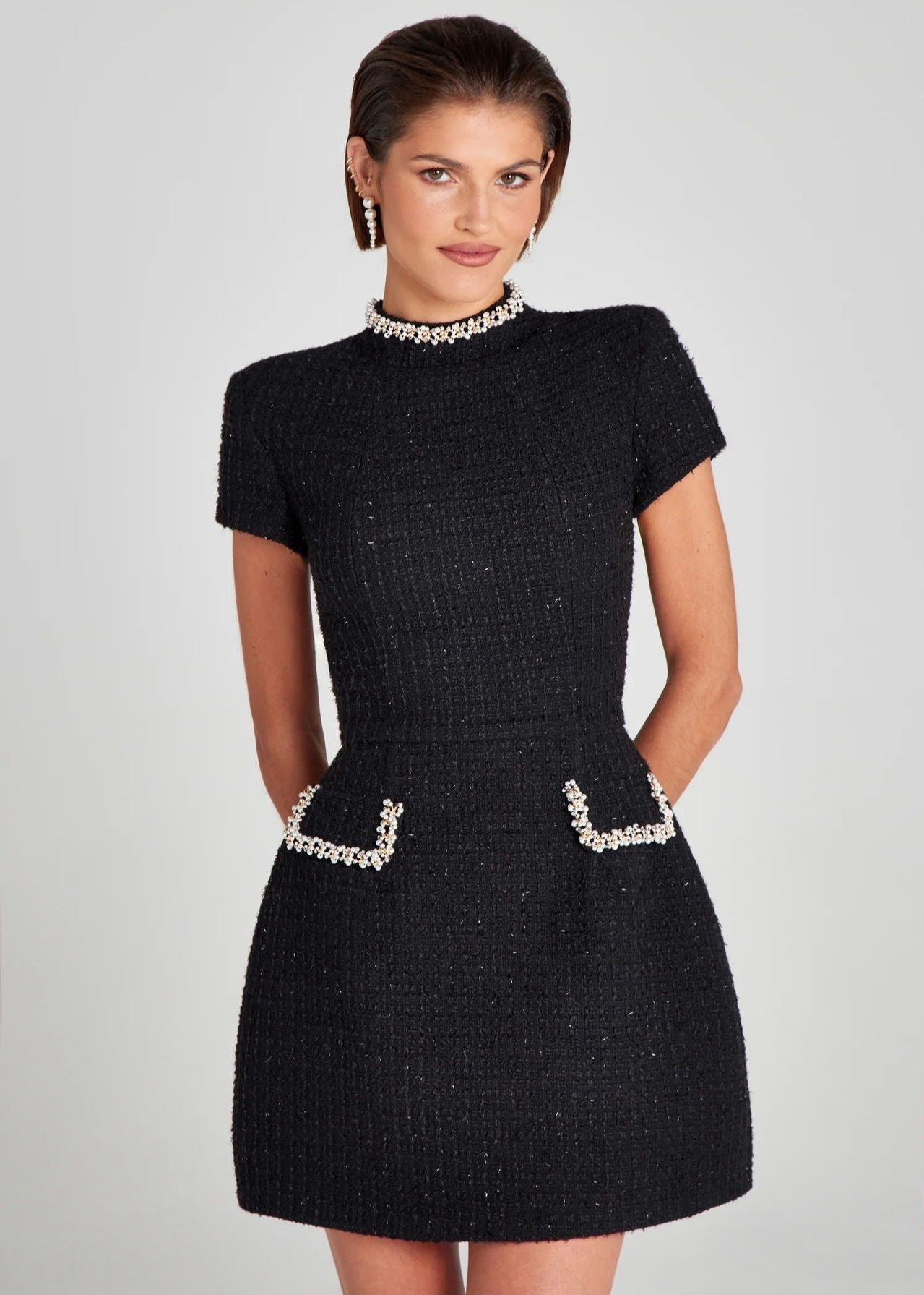 Ivyshape | Trim Tweed Mini Dress