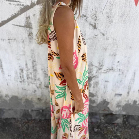 Women vibrant tropical print maxi dress Ivyshape