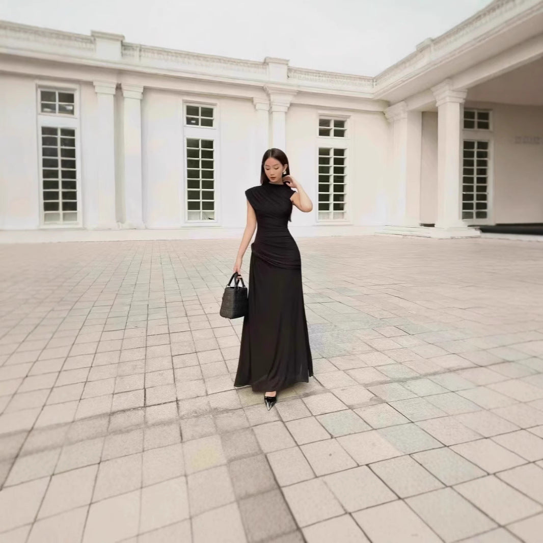 Women Elegant, tailored Maxi dress with asymmetric neckline Ivyshape