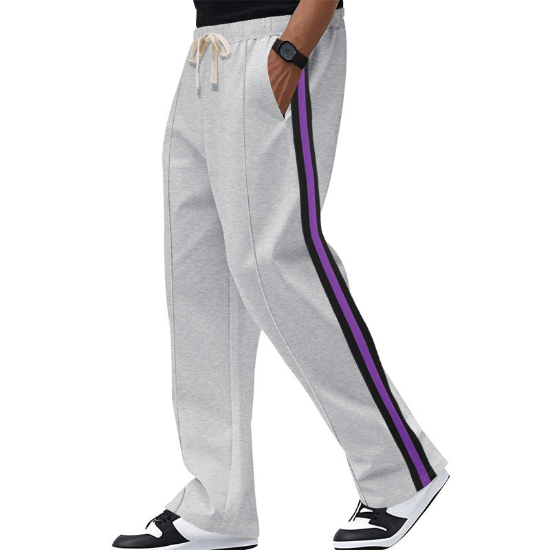 Men's casual sports pants in urban style with contrasting stripes Ivyshape