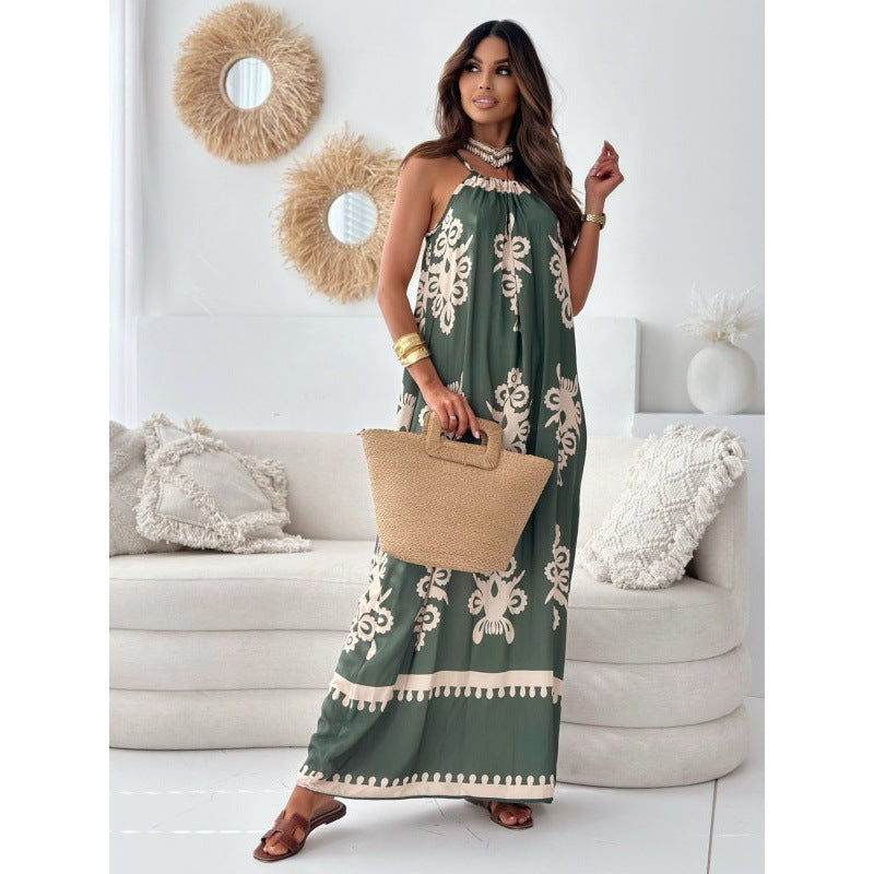 Women Bohemian Halter Neck Maxi Dress Ivyshape