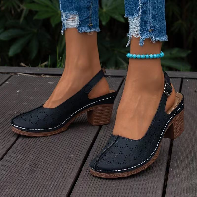 Women's Sling Pumps with sophisticated cut and practical block heel Ivyshape