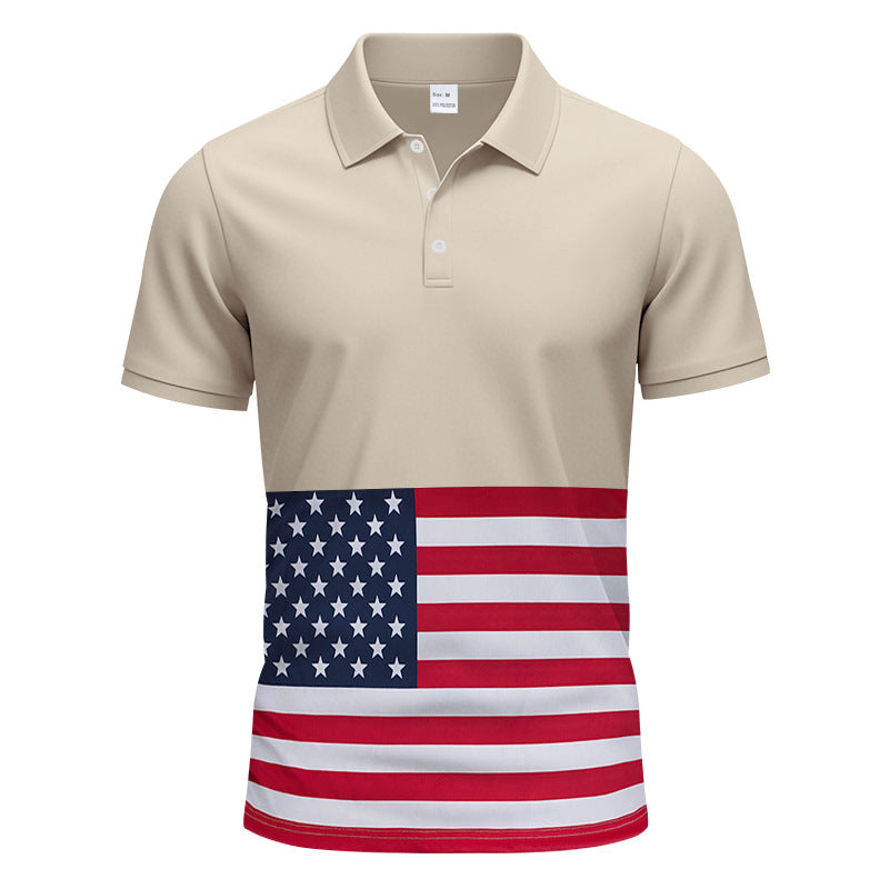 Men's polo shirt with unique flag motif and modern Ivyshape fit