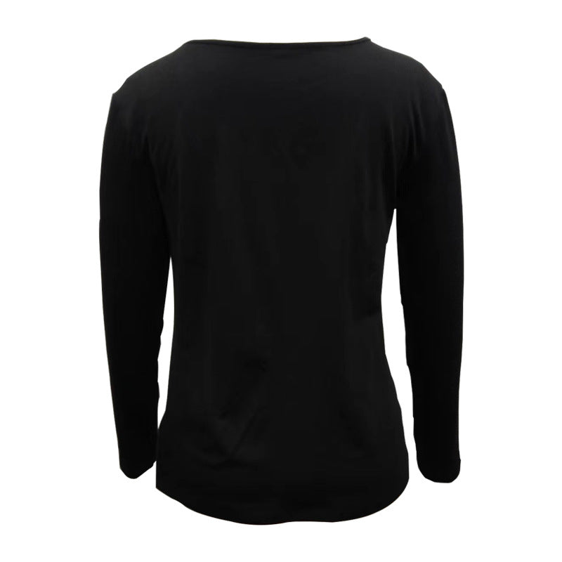 IvyShape | Simple Fashion Asymmetrical Neck Long Sleeve Top