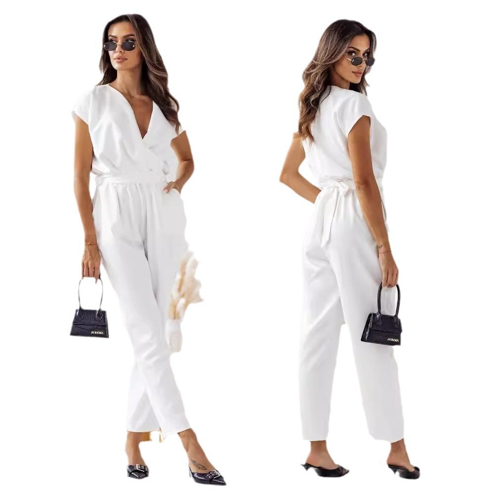 Ladies Elegant Wrap Jumpsuit Ivyshape