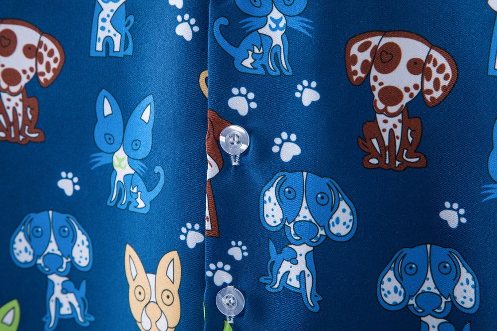 Men's short-sleeve shirt with playful dog pattern Ivyshape
