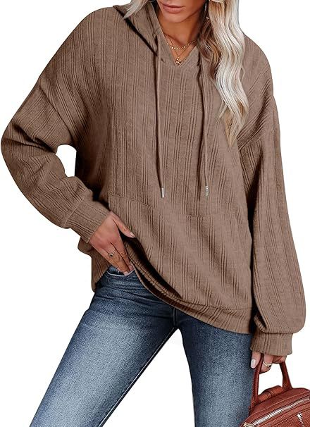 Women's Oversized Hooded Sweatshirt with Textured Design Ivyshape