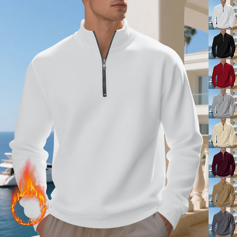 Men's casual stand-up collar sweater with functional zipper Ivyshape