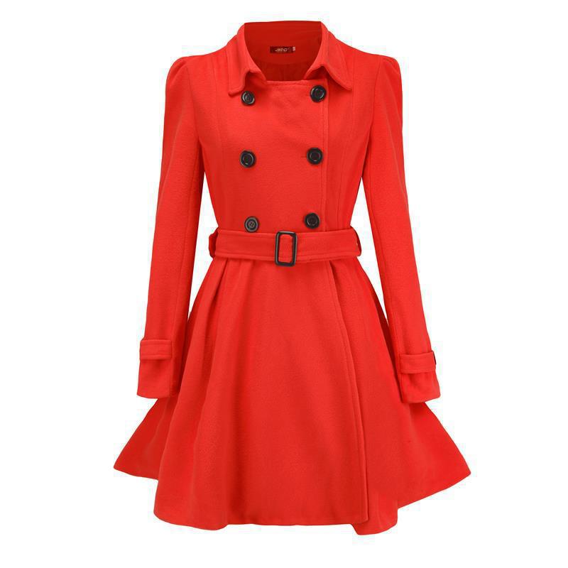 IvyShape | Elegant Belted Ruffled Hem Wool Coat