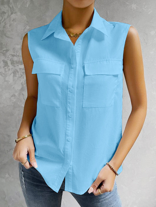 Ladies sleeveless blouse shirt Ivyshape
