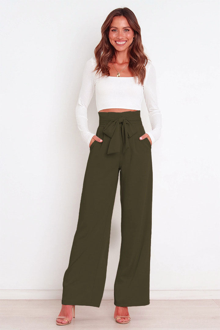 IvyShape | Chic Lace-Up Bow Summer Pants