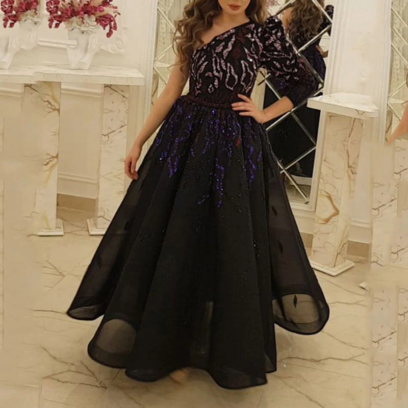 IvyShape | Black Glittering Annual Meeting Host Dress