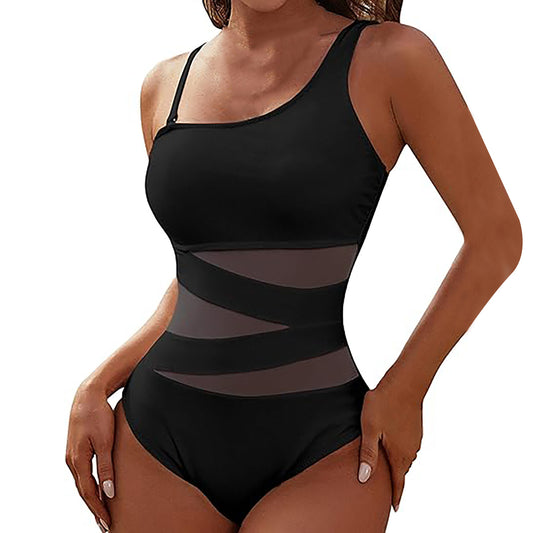 Women Figure-Hugging Jumpsuit with Asymmetric Neckline Ivyshape