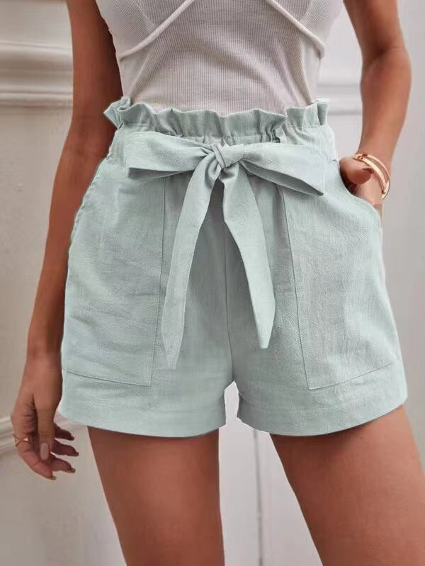 Women High-Waisted Shorts with Tied Detail Ivyshape