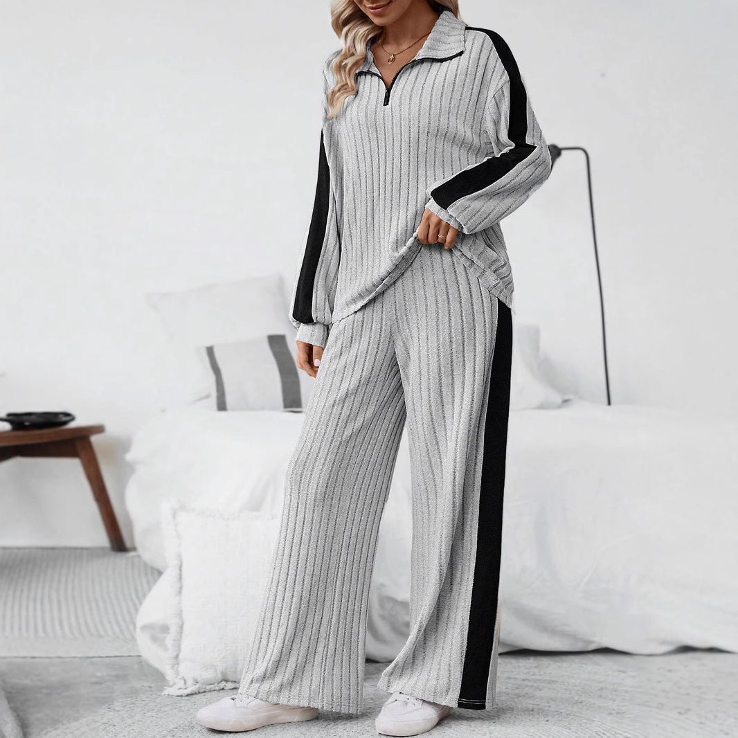 IvyShape | Designer Sweatshirt and Wide-Leg Pants Set