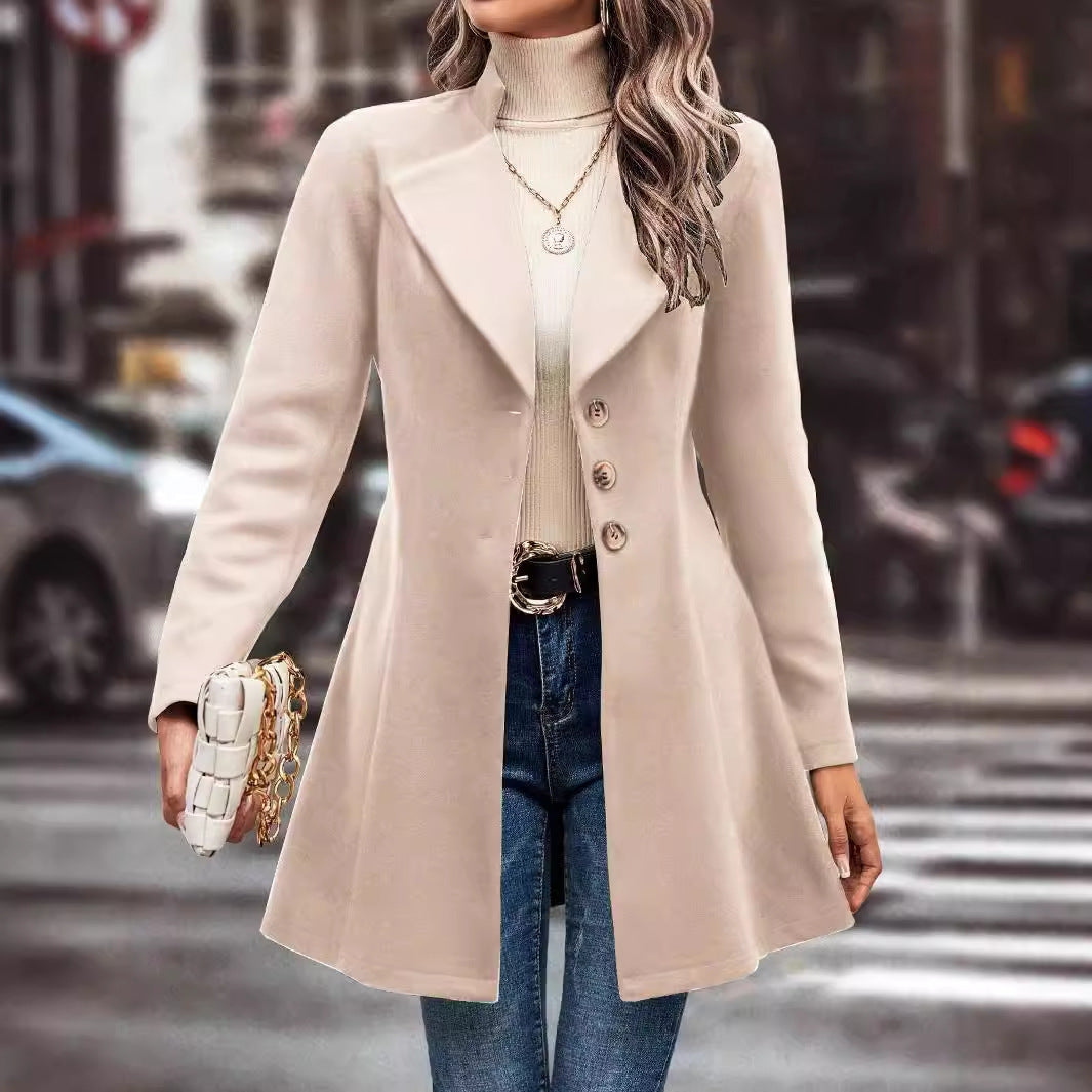 Women Elegant Wool Long Jacket Ivyshape