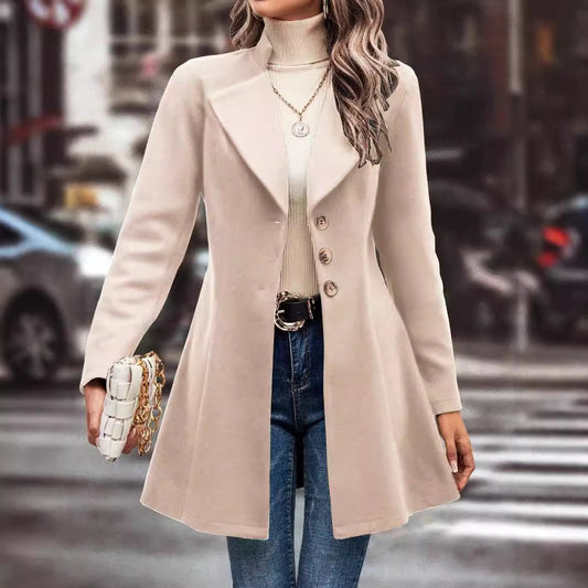 Women Elegant Wool Long Jacket Ivyshape