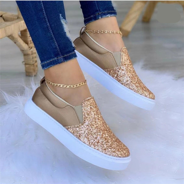 Women's Glamorous Slip-On Sneakers with Glitter Detail Ivyshape