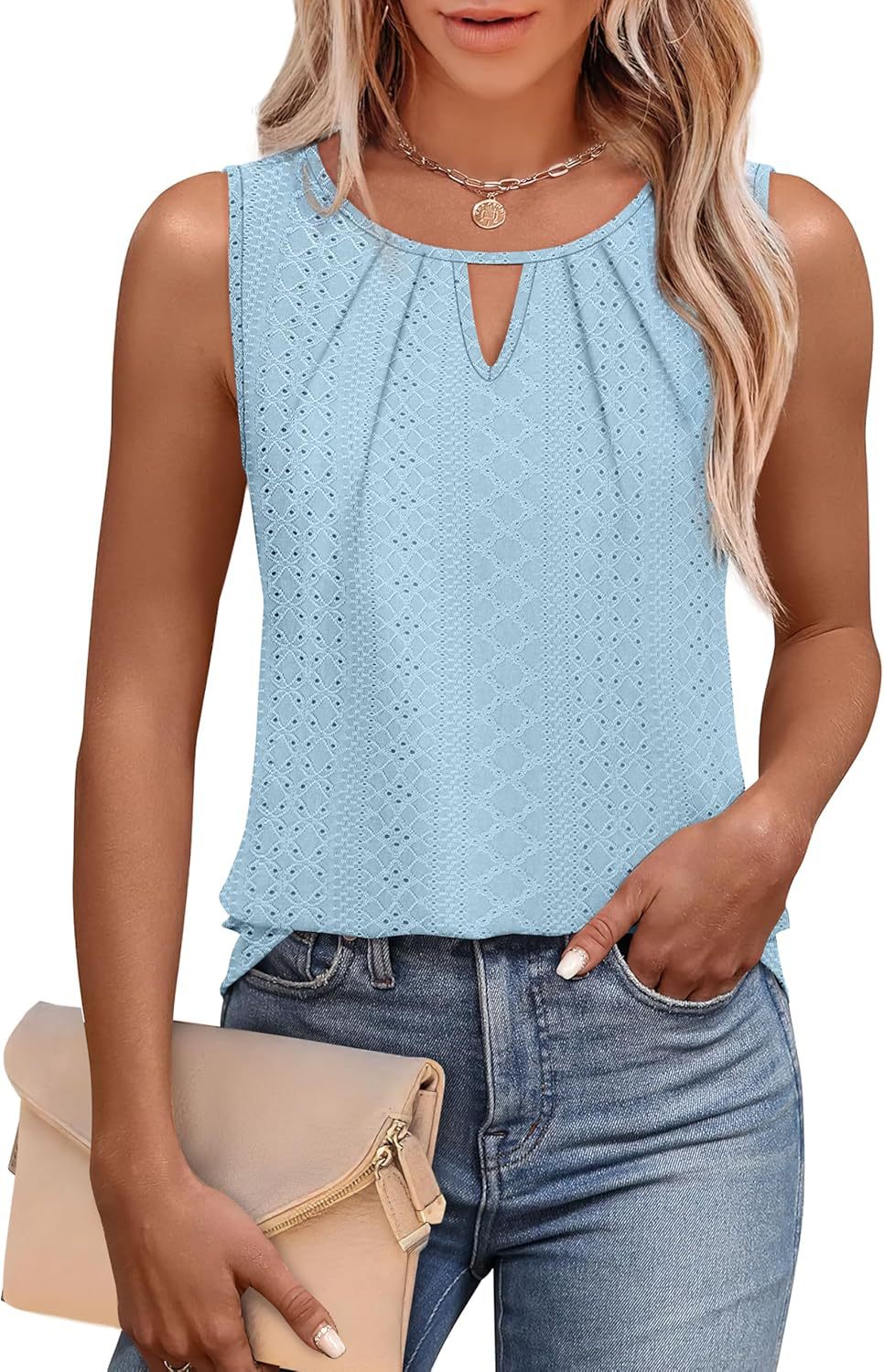 Women Eyeliner Design Keyhole Blouse Ivyshape