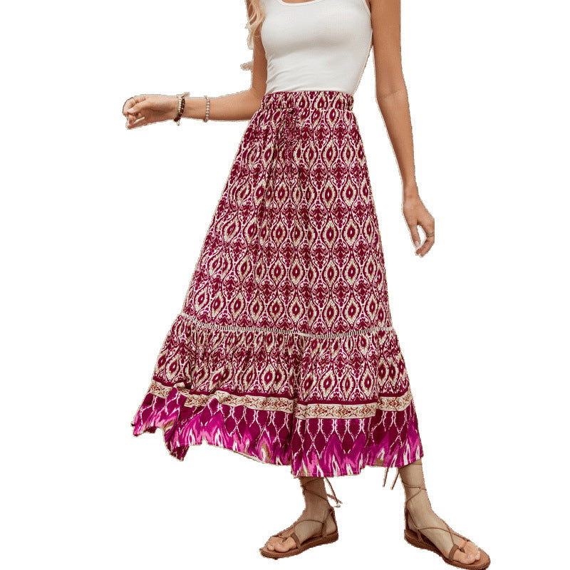 Women Bohemian Tiered Maxi Skirt Ivyshape