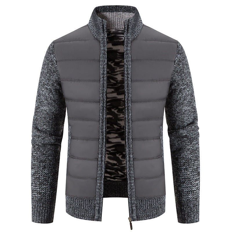 Men's quilted jacket with hybrid knit design and high collar Ivyshape