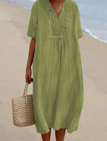 Ivyshape | Loose women's dress made of linen