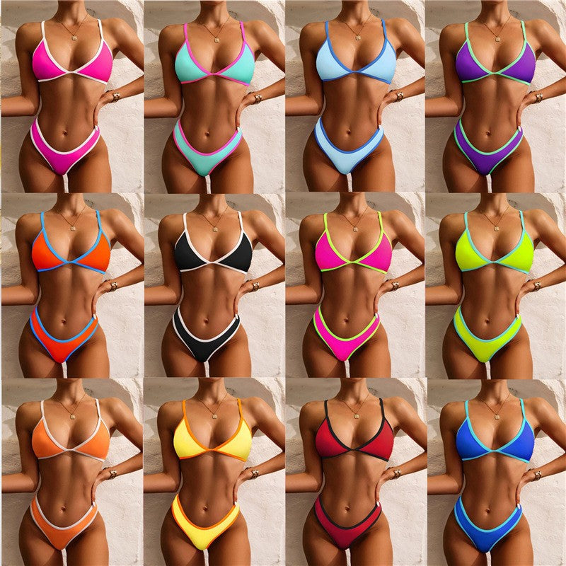 Ladies Triangle Bikini Set with adjustable straps and high cut leg Ivyshape