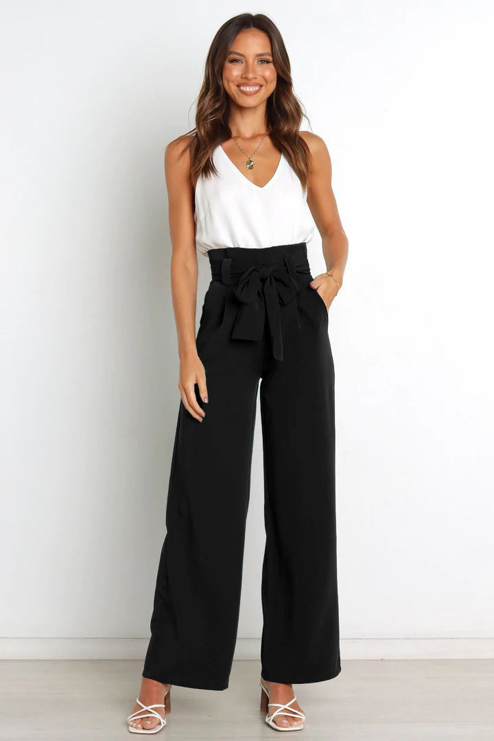 IvyShape | Chic Lace-Up Bow Summer Pants