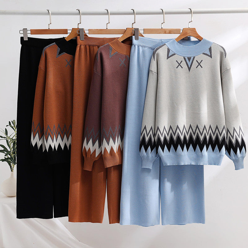 IvyShape | Loose Sweater and Wide Pants Set