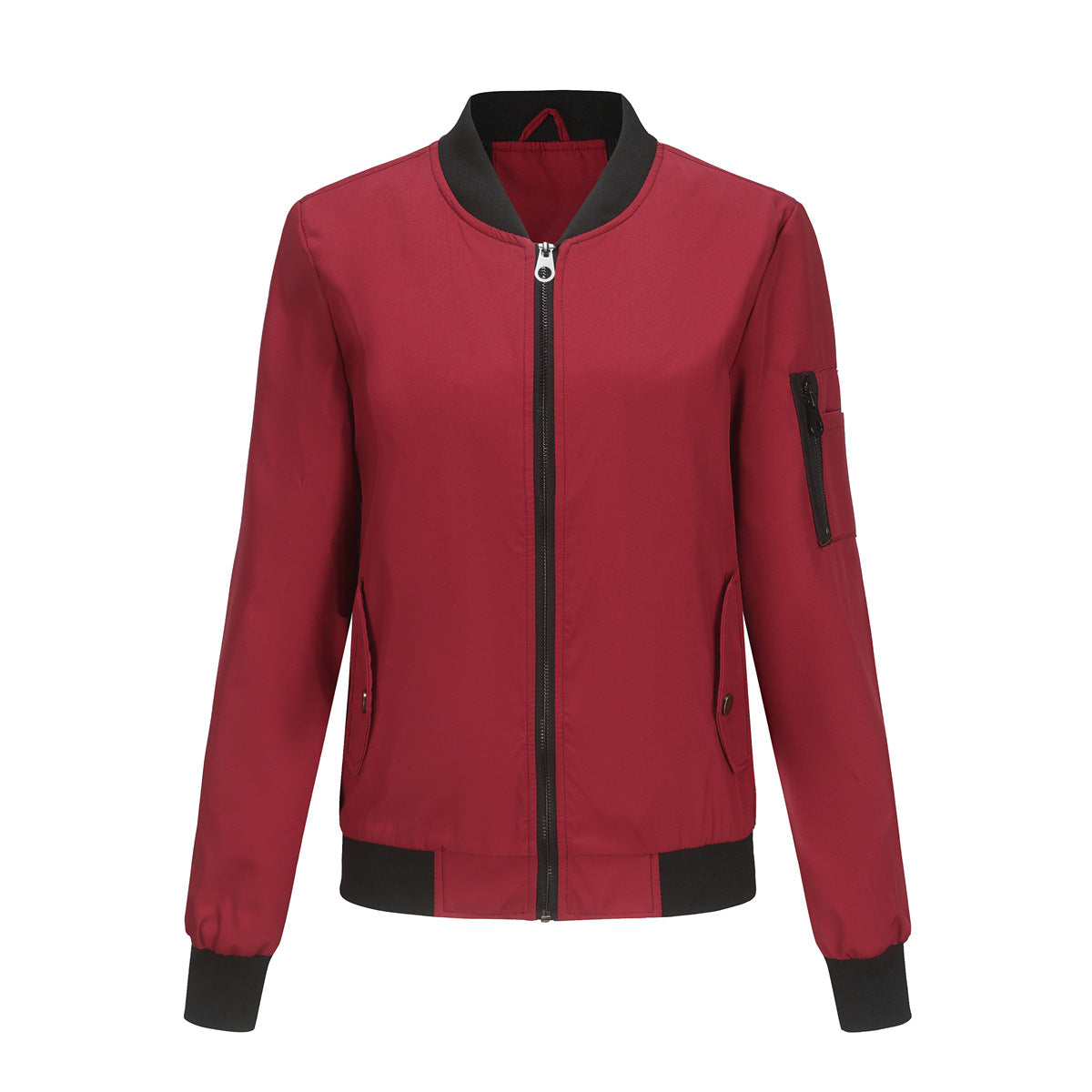 Women's fashionable bomber jacket with practical zip pockets and sporty collar Ivyshape