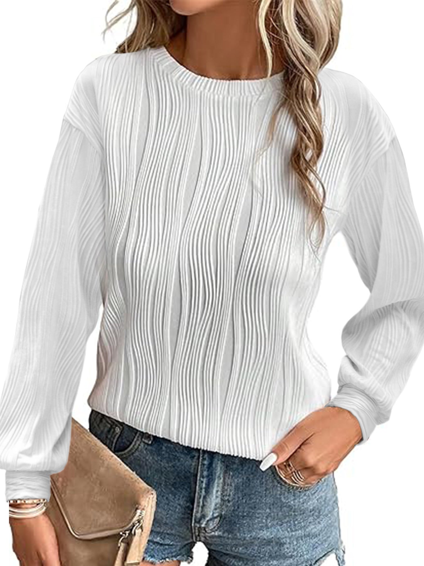 Women's pleated long-sleeve sweater Ivyshape