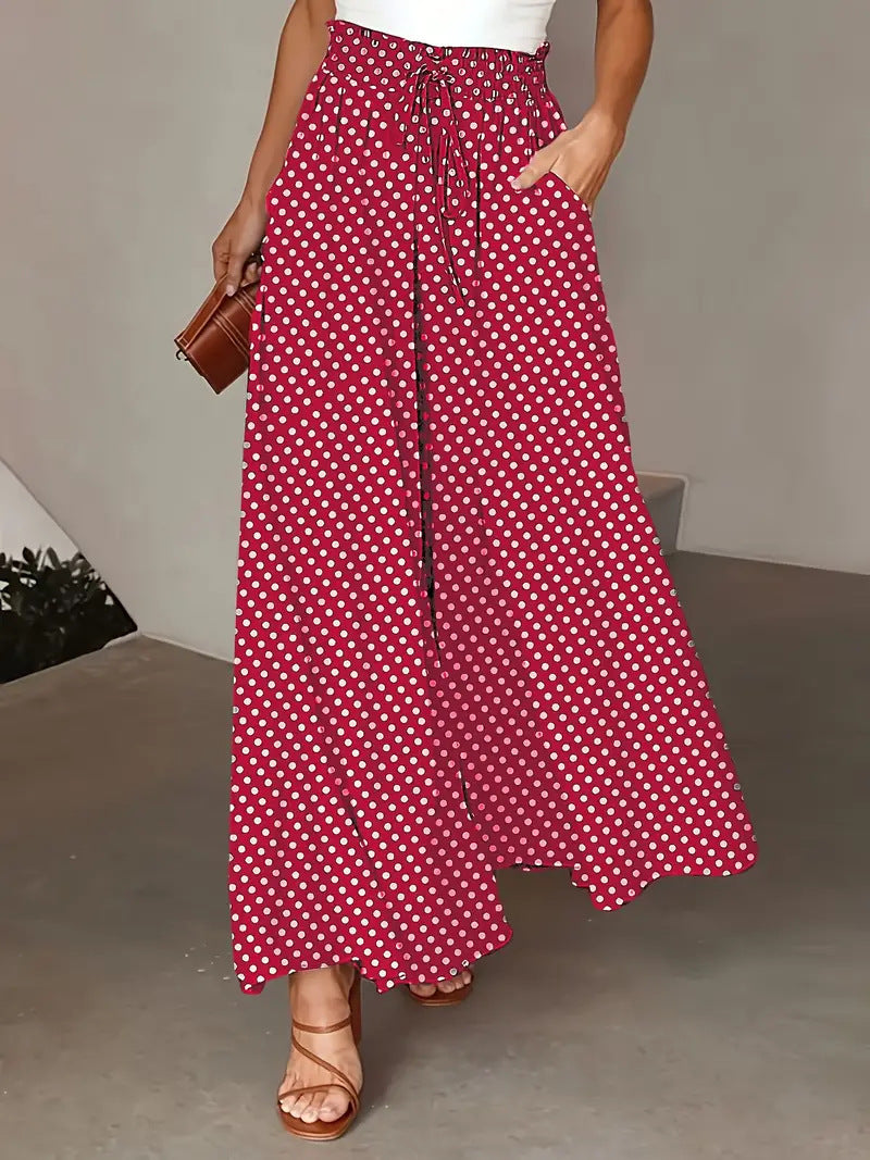 Ladies Wide Leg Polka Dot Pants Ivyshape