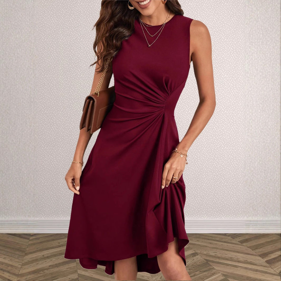 Women Elegant Wrap Dress with Asymmetrical Hem and Gathered Details Ivyshape
