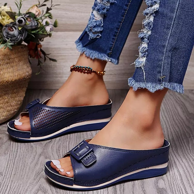 Women's Comfortable and Stylish Wedge Mules Ivyshape
