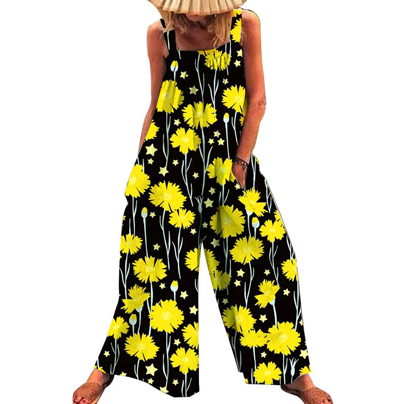 Women's casual jumpsuit with floral pattern and loose fit Ivyshape