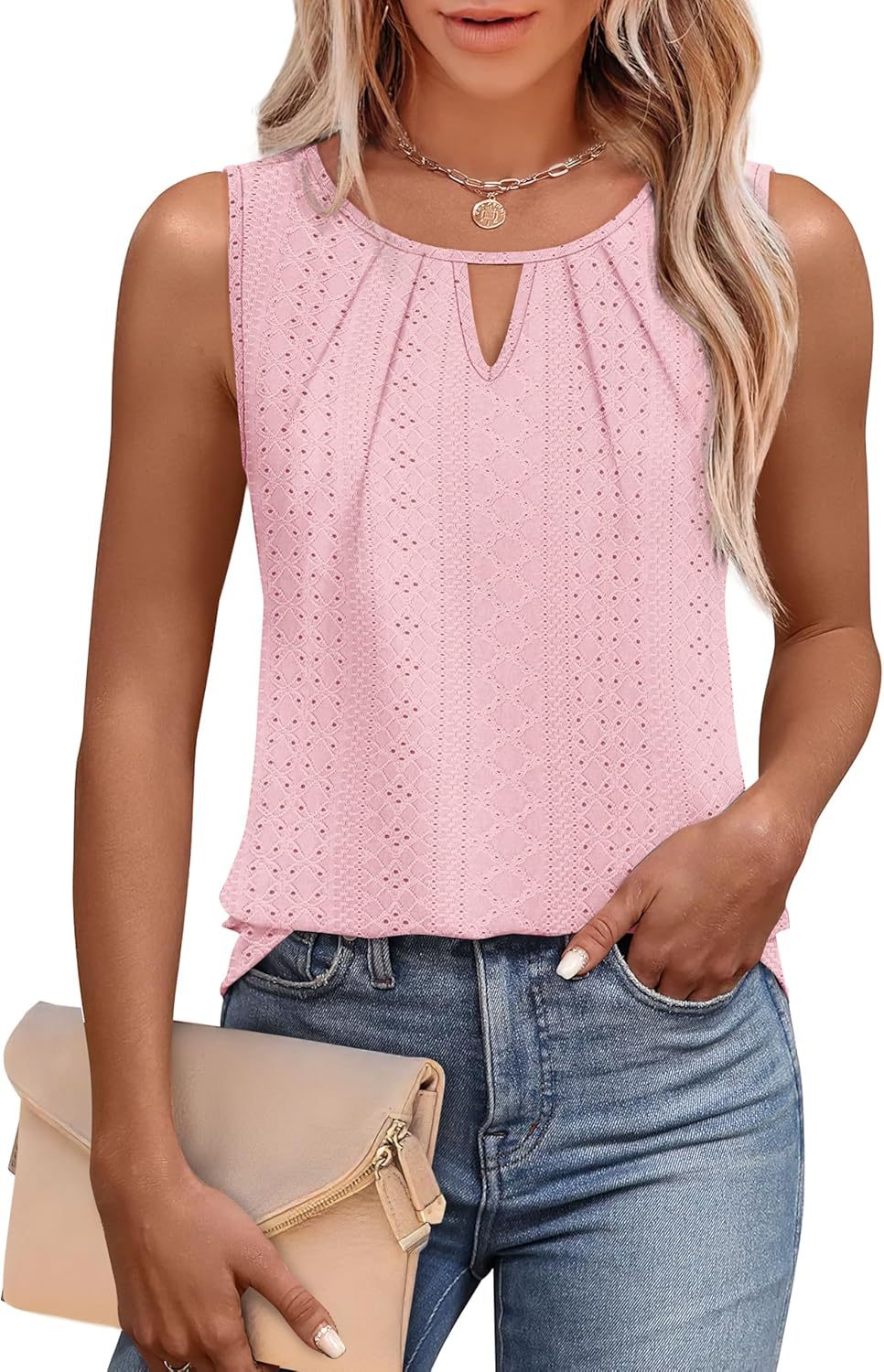 Women Eyeliner Design Keyhole Blouse Ivyshape